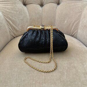 VTG Auth WHITING & DAVIS Black Metal Mesh Art Deco Minuadiere Bag